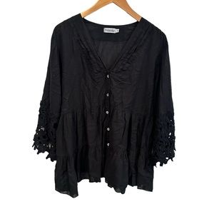 Siganka Maui Hawaii Women’s Size Large Lightweight 100% Cotton Bell Sleeves Top